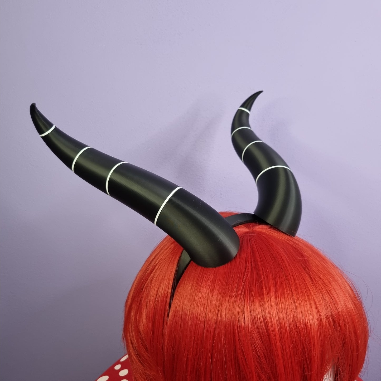 Customizable 3d printed black with white stripes imp cosplay horns