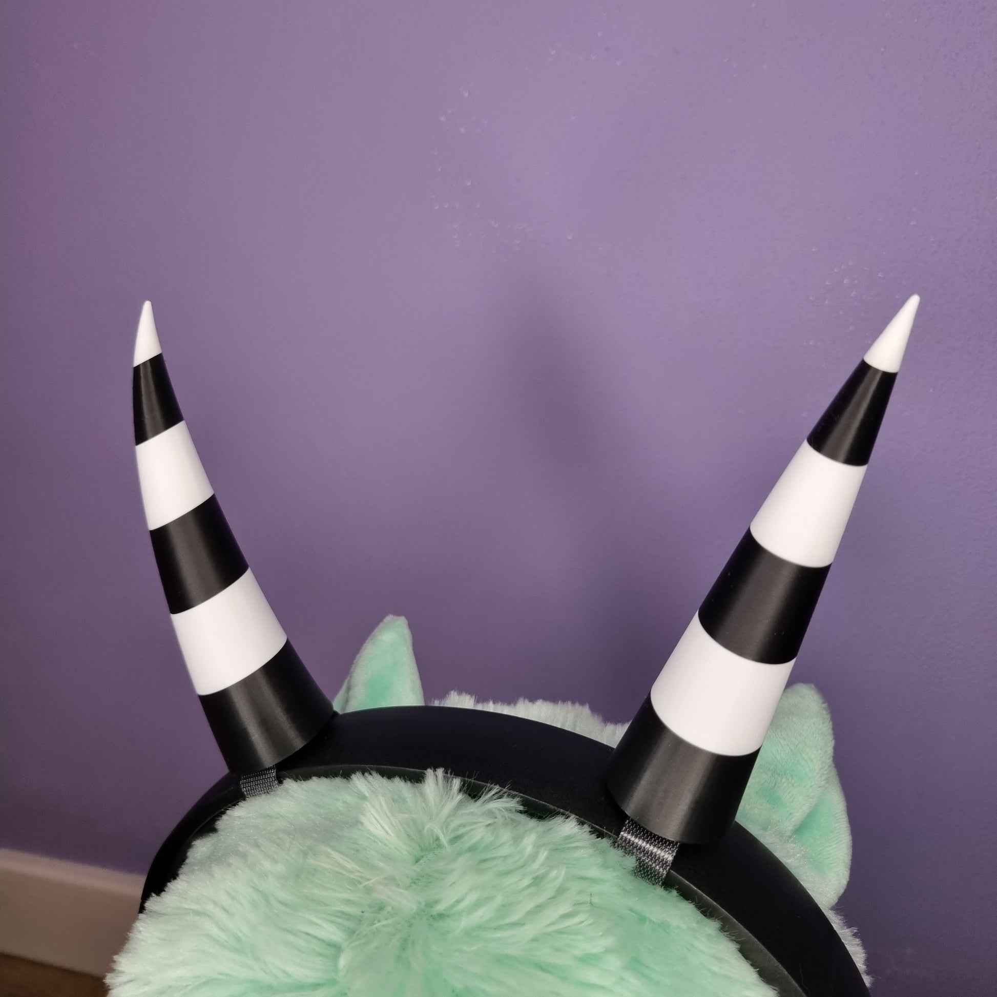 Horns accessory for headset inspired by imps like Moxxie, Blitzo and Sallie May from helluva boss