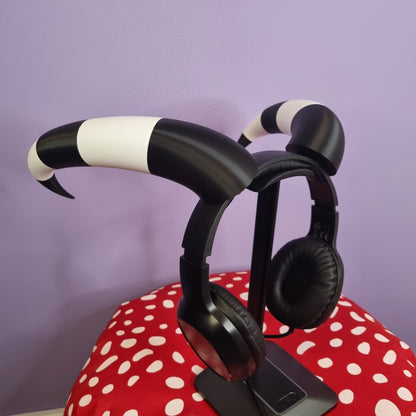 Customizable 3d printed black & white imp cosplay horns for headset