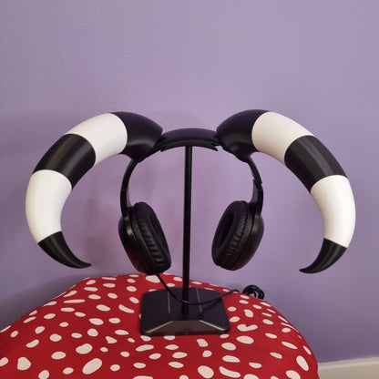 Customizable 3d printed black & white imp cosplay horns for headset