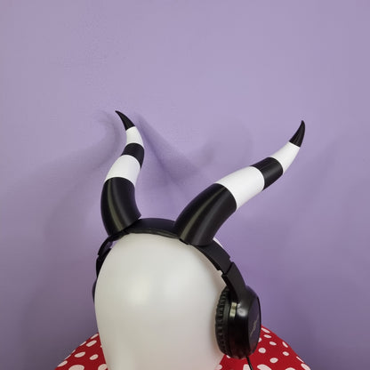 Customizable 3d printed black & white imp cosplay horns for headset