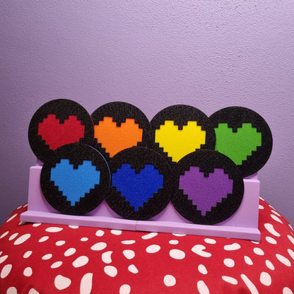 8-bit heart coasters set