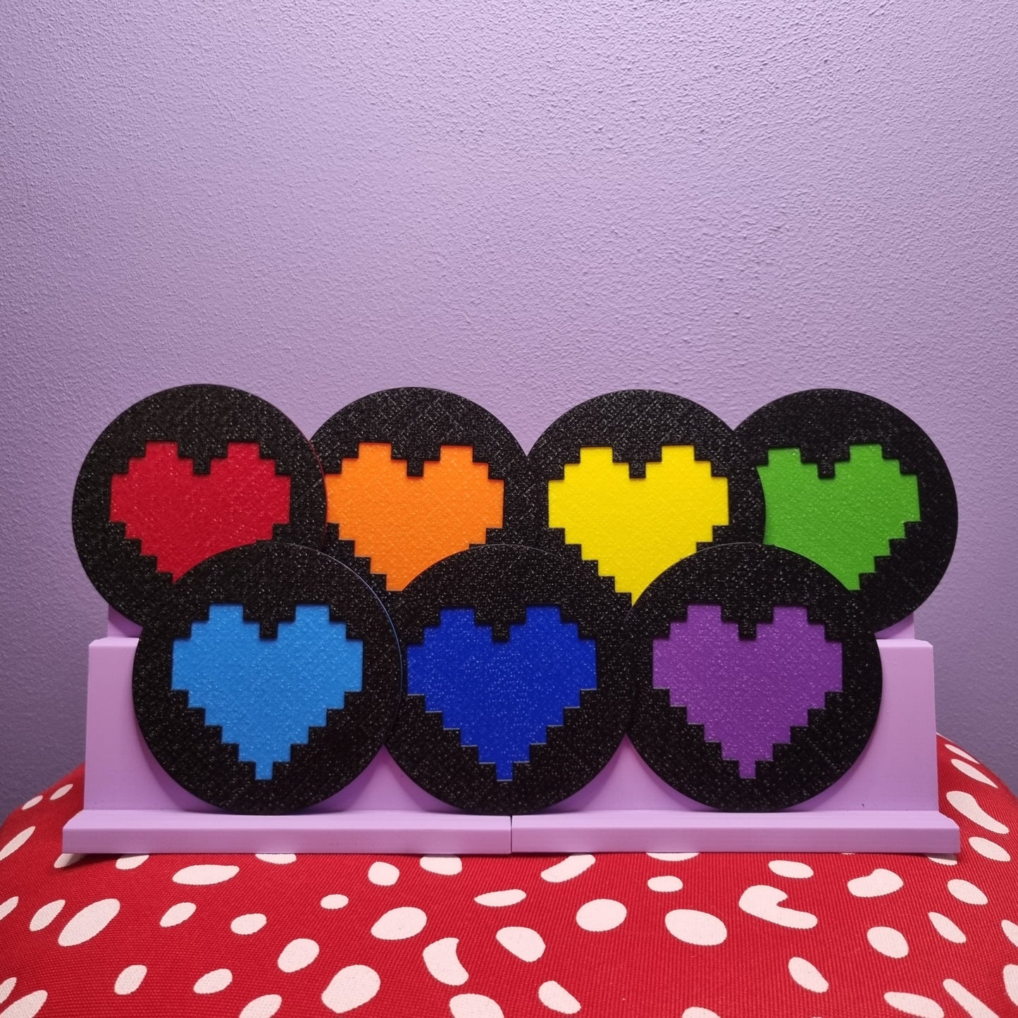 8-bit heart coasters set