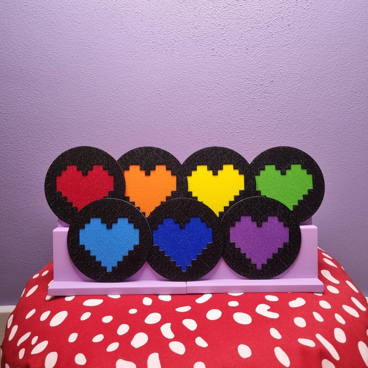 8-bit heart coasters set