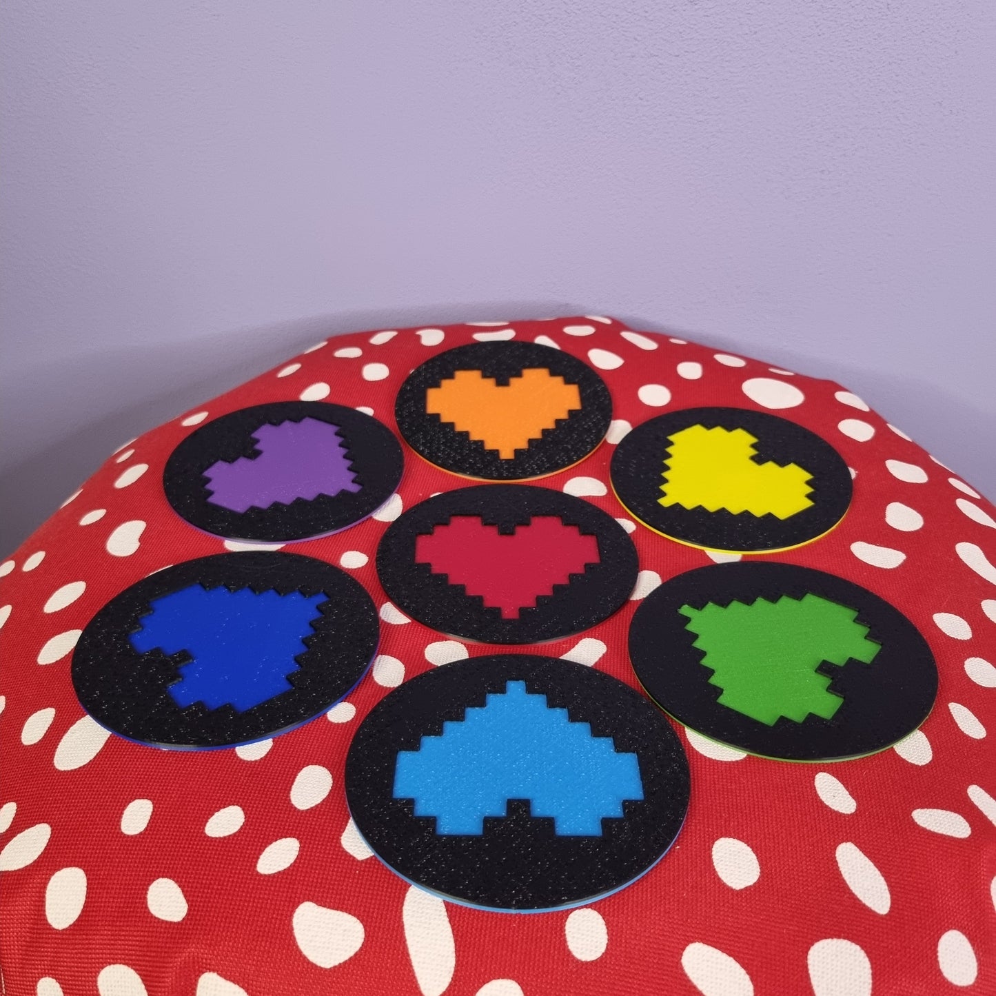 8-bit heart coasters set