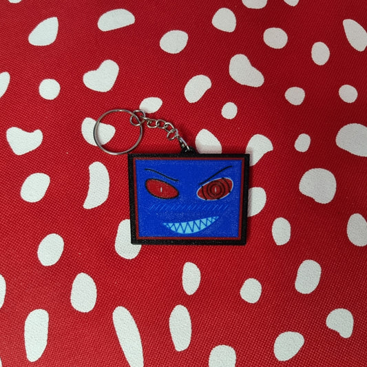 Vox inspired keychain, tv head accesory