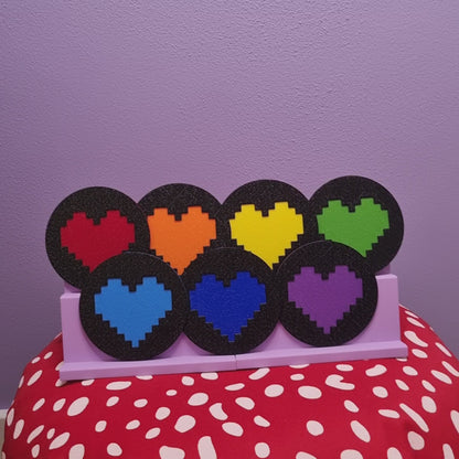 8-bit heart coasters set